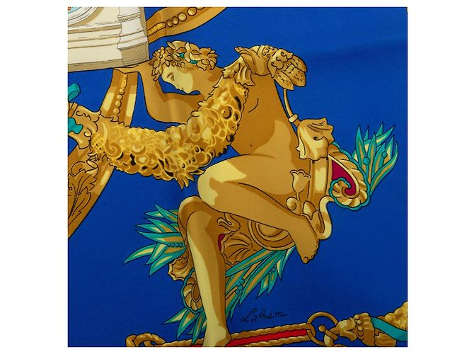 Foulard di seta blu Hermès Hommage A Charles Garnier 90 - vista 3