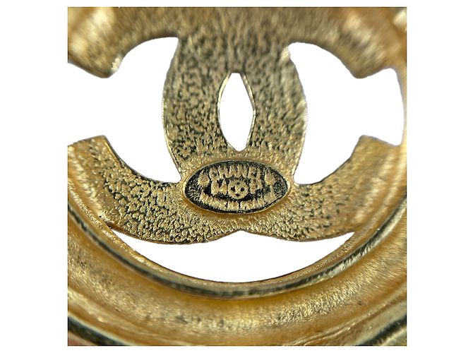 Goldene Chanel Gold Plated CC Spring runde Brosche - Ansicht 4