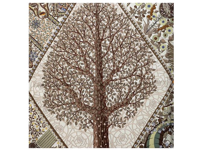 Pañuelo de seda Hermès Axis Mundi blanco 90 Scarves - vista 2