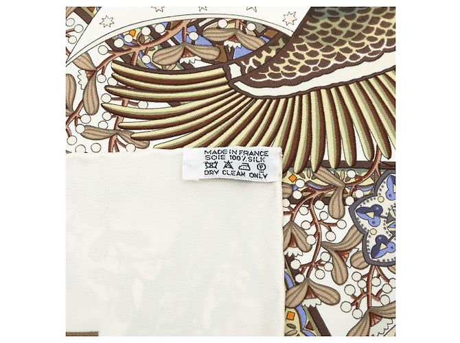 Pañuelo de seda Hermès Axis Mundi blanco 90 Scarves - vista 7