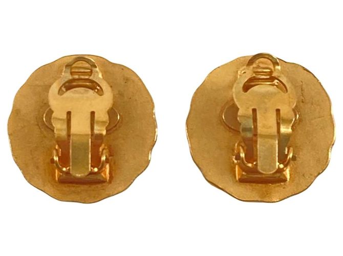 Orecchini a clip rotondi Sunburst Chanel CC placcati in oro D'oro - vista 2