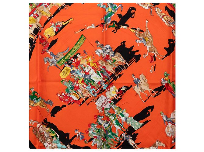 Pañuelo de seda Hermès Cirque Molier Naranja 90 Scarves - vista 2