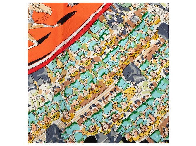 Pañuelo de seda Hermès Cirque Molier Naranja 90 Scarves - vista 3