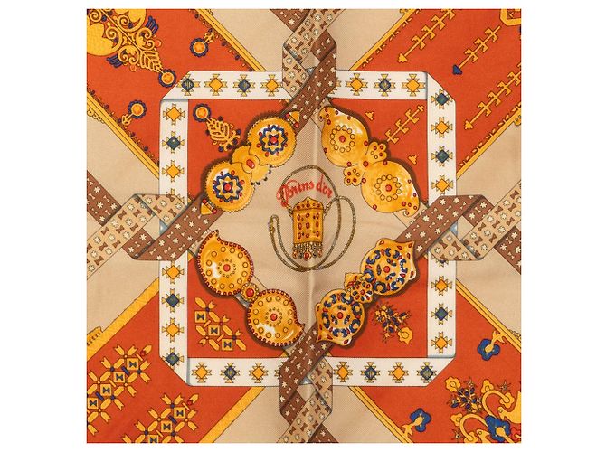 Pañuelo de seda Hermès Brins D Or Naranja 45 Scarves - vista 7