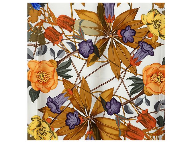 Hermès Fleurs D Hellade Seidentuch Weiß 90 Scarves - Ansicht 7