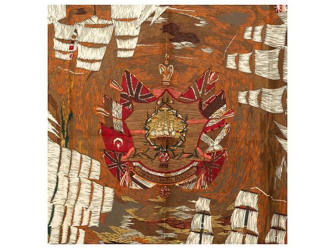 Foulard di seta Hermès Marine Naive Marrone 90 Scarves - vista 7