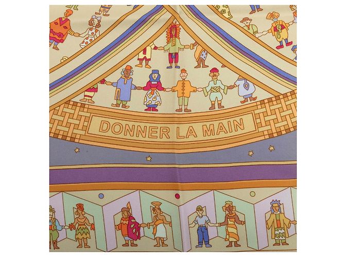 Foulard di seta Hermès Donner La Main Blu 90 Scarves - vista 2