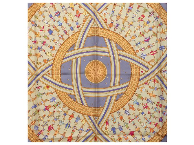 Foulard di seta Hermès Donner La Main Blu 90 Scarves - vista 8