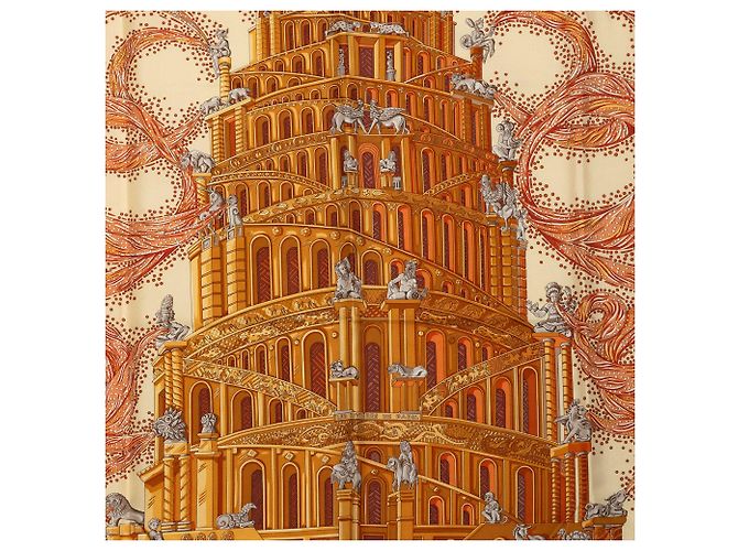 Hermès Les Rivieres De Babel Seidentuch Beige 90 - Ansicht 2