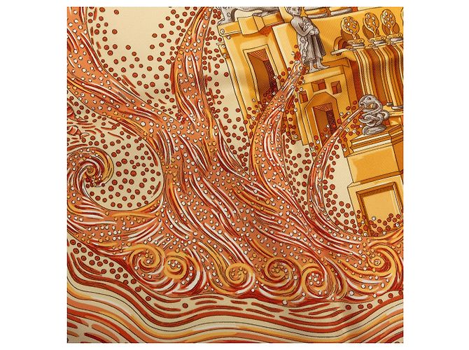 Hermès Les Rivieres De Babel Seidentuch Beige 90 - Ansicht 6