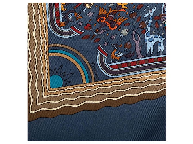 Pañuelo de seda Hermès Les Jardins D'Armenie Azul - vista 3