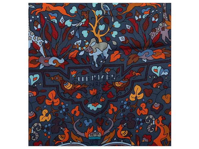 Pañuelo de seda Hermès Les Jardins D'Armenie Azul - vista 5