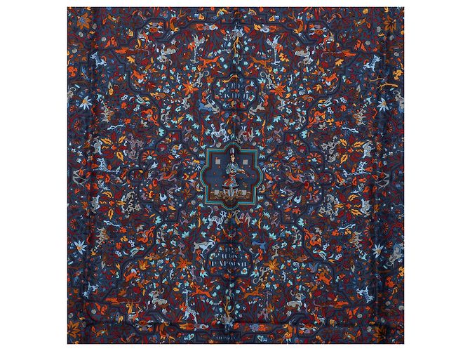 Pañuelo de seda Hermès Les Jardins D'Armenie Azul - vista 6