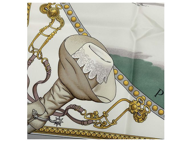 Hermès Presentation De Chevaux Seidentuch Grau 90 Scarves - Ansicht 3