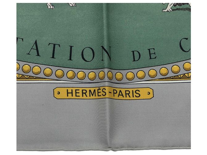 Hermès Presentation De Chevaux Seidentuch Grau 90 Scarves - Ansicht 5