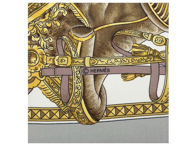 Hermès Presentation De Chevaux Seidentuch Grau 90 Scarves - Ansicht 6