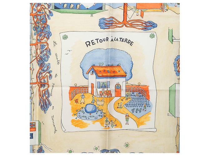 Pañuelo de seda Hermès Retour A La Terre Azul 90 - vista 6