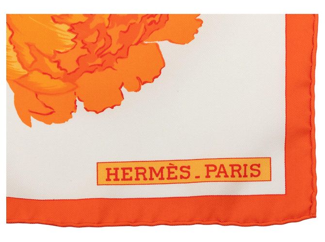 Hermès Les Pivoines Seidentuch Orange 90 - Ansicht 3