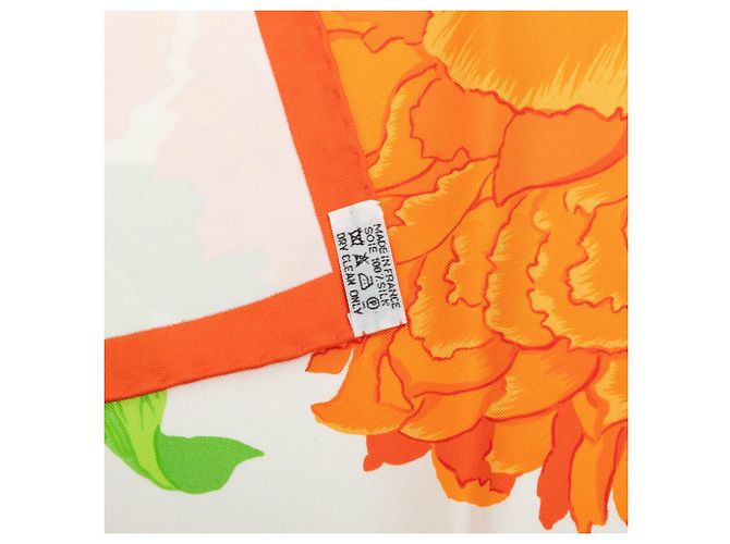 Hermès Les Pivoines Seidentuch Orange 90 - Ansicht 4