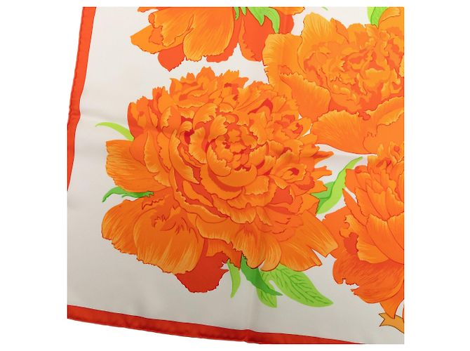Hermès Les Pivoines Seidentuch Orange 90 - Ansicht 6