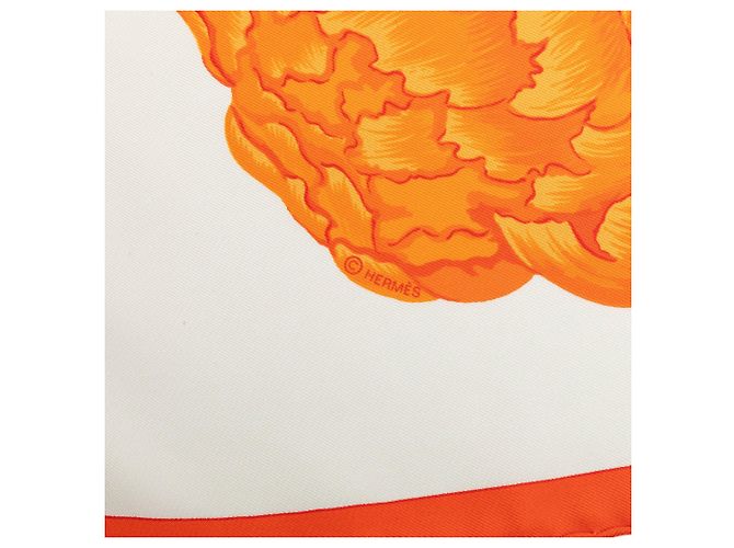 Hermès Les Pivoines Seidentuch Orange 90 - Ansicht 7