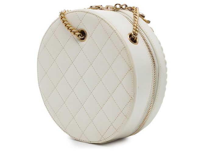 Borsa Satchel Rotonda En Vogue Chanel in Vitello Strozzato Bianca Bianco - vista 2