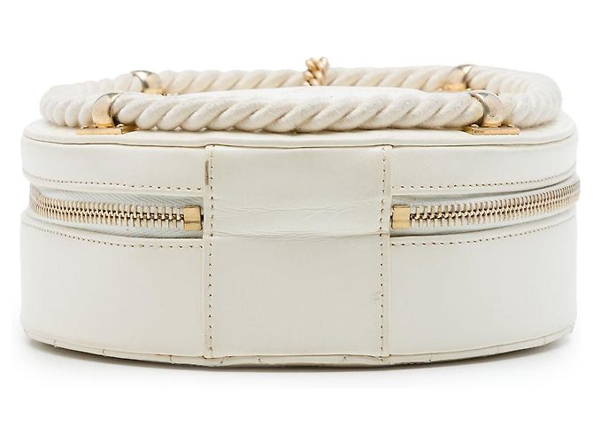 Borsa Satchel Rotonda En Vogue Chanel in Vitello Strozzato Bianca Bianco - vista 3
