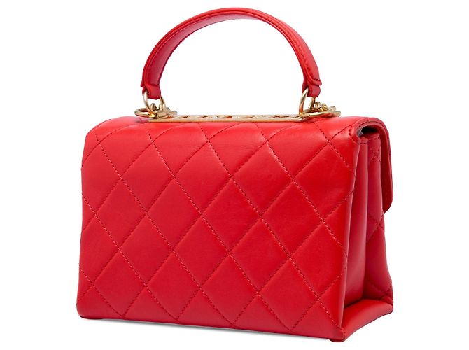 Borsa Chanel Small Quilted Lambskin Trendy Spirit Top Handle Bag Satchel Rossa Rosso - vista 2