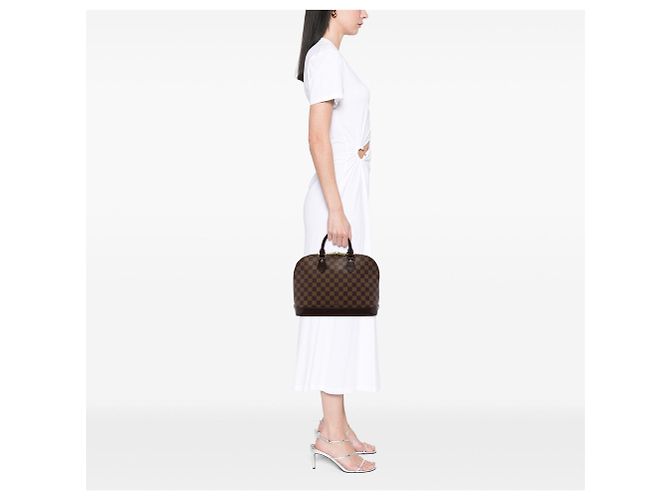 Borsa a mano Louis Vuitton Damier Ebene Alma PM Marrone - vista 6