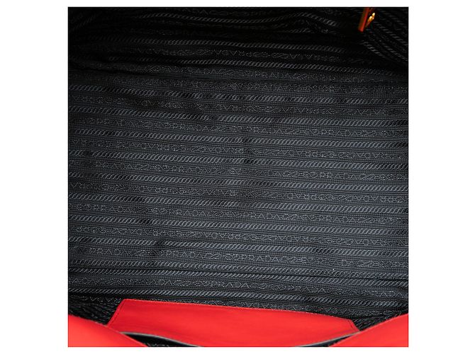 Double Borsa Satchel Prada in vitello Glace rossa con doppio manico e doppia tasca Rosso - vista 4