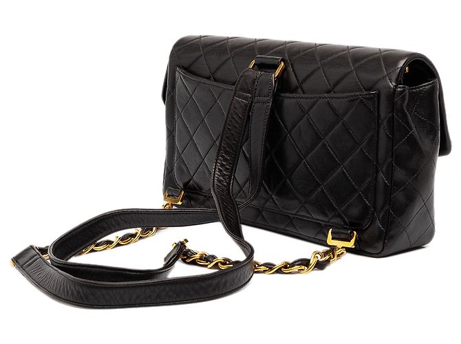 Black Chanel Medium Quilted Lambskin Flap Backpack - view 2