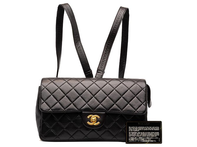 Black Chanel Medium Quilted Lambskin Flap Backpack - view 8