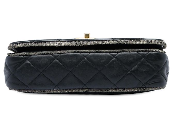 Borsa a tracolla Chanel Small CC Quilted in pelle di agnello e tweed nera con catena Nero - vista 3