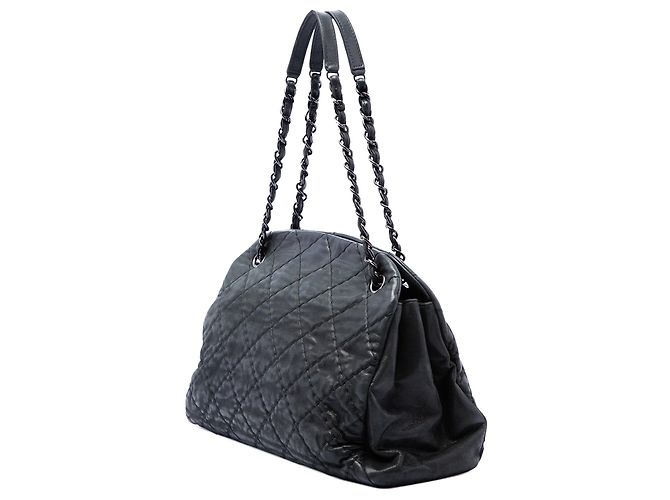 Borsa a tracolla Chanel Just Mademoiselle Large in vitello iridescente matelassé Nero - vista 2