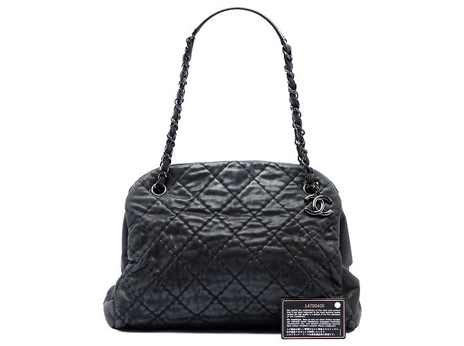 Borsa a tracolla Chanel Just Mademoiselle Large in vitello iridescente matelassé Nero - vista 7