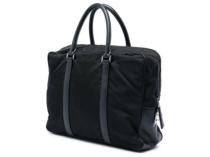 Mala de negócios Prada em Tessuto com acabamentos em Saffiano preta Preto - vista 2