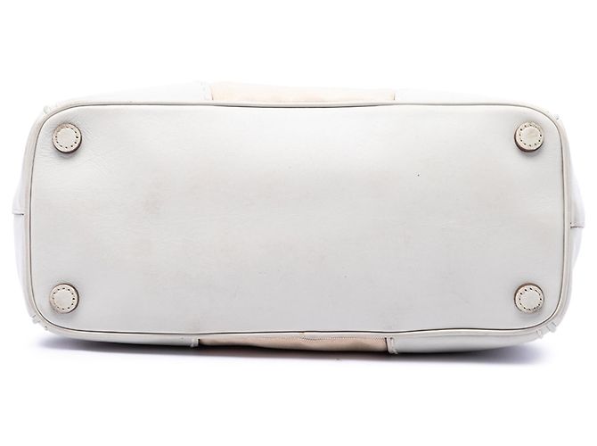 Borsa Galleria Double Zip Small in tela e pelle City Calf bianca Prada Bianco - vista 3