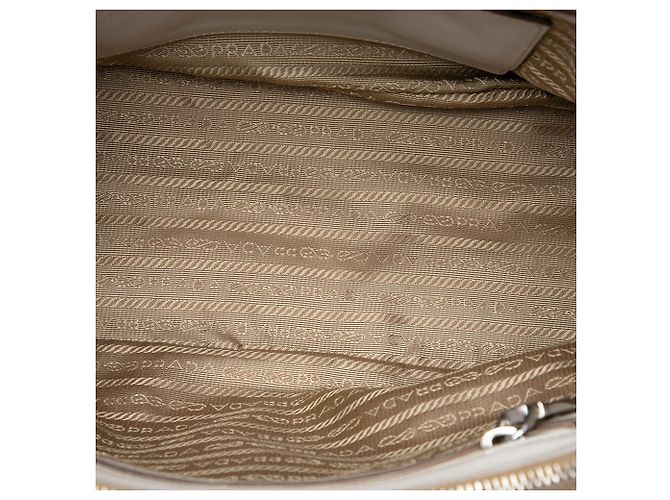 Borsa Galleria Double Zip Small in tela e pelle City Calf bianca Prada Bianco - vista 4