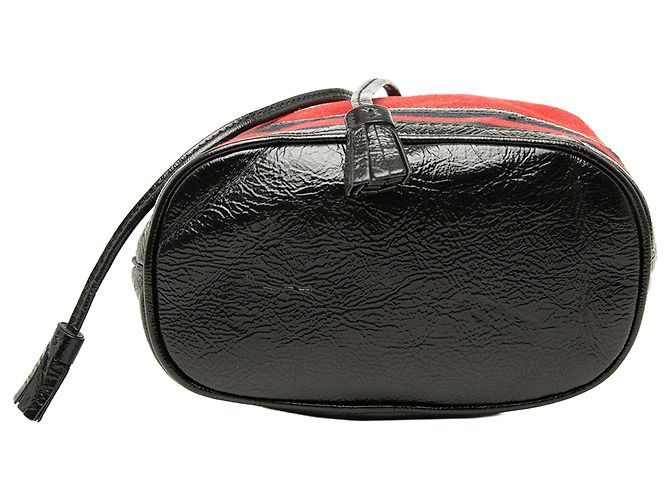 Mini borsa secchiello Ophidia Gucci in suede e vernice rossa con Web Rosso - vista 3