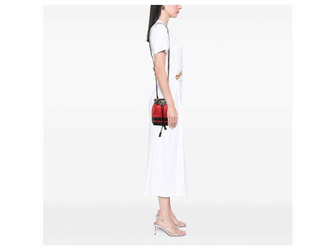 Mini borsa secchiello Ophidia Gucci in suede e vernice rossa con Web Rosso - vista 6