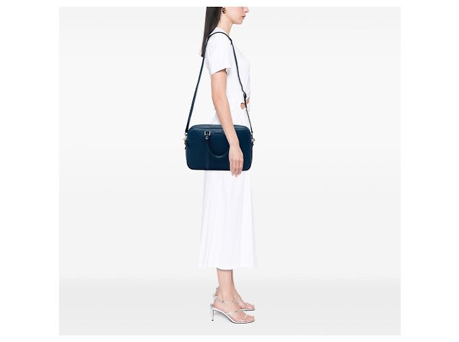 Borsa business Gucci Medium Diamante in vitello blu - vista 5