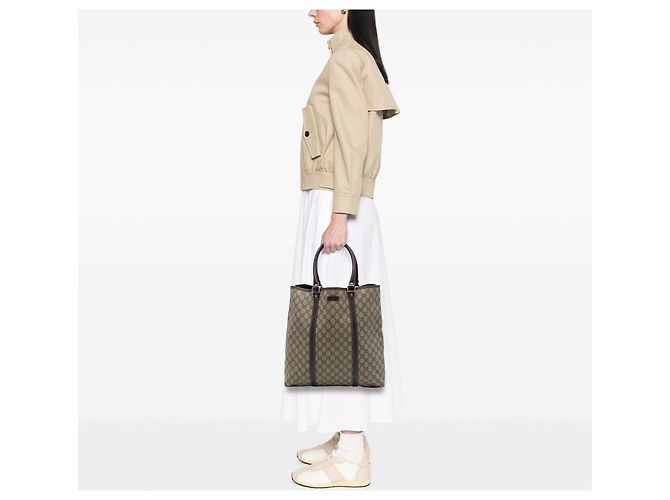 Tote Verticale Gucci GG Supreme Joy Beige - vista 6
