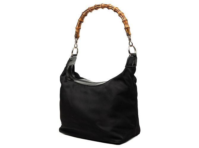 Bamboo Bolsa de ombro Gucci em nylon preto com bambu - vista 2