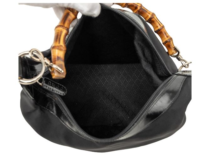 Bamboo Bolsa de ombro Gucci em nylon preto com bambu - vista 4