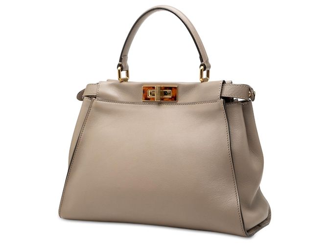 Borsa Satchel Peekaboo Iconic Medium in pelle marrone Fendi - vista 2