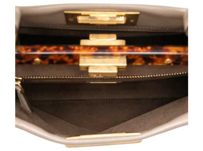 Borsa Satchel Peekaboo Iconic Medium in pelle marrone Fendi - vista 4