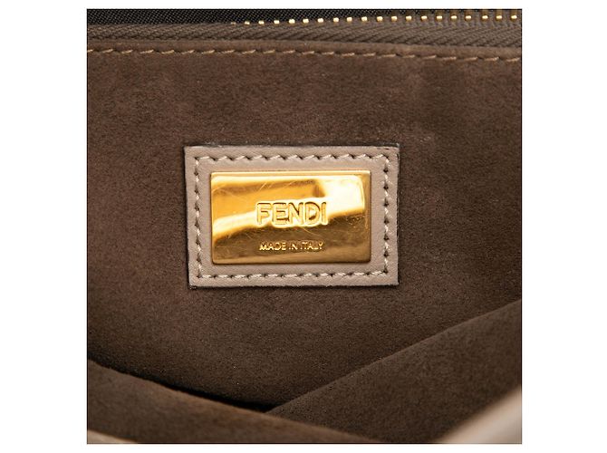 Borsa Satchel Peekaboo Iconic Medium in pelle marrone Fendi - vista 5