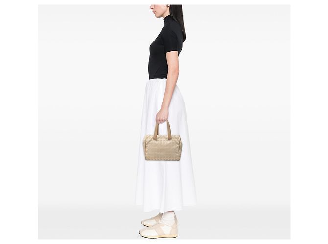 Borsa Tote Chanel New Travel Line in Nylon Beige - vista 6