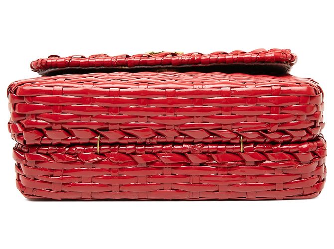 Borsa a tracolla Red Gucci Mini GG Marmont in vimini glassato Rosso - vista 3