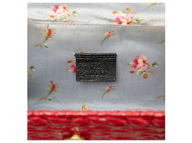 Borsa a tracolla Red Gucci Mini GG Marmont in vimini glassato Rosso - vista 5